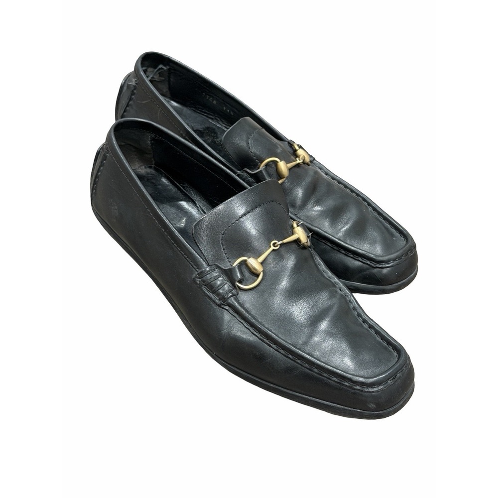 Vintage Mens Gucci Gold Horsebit Buckle Black Leather Driving Loafer 11.5 117708 - Picture 14 of 16